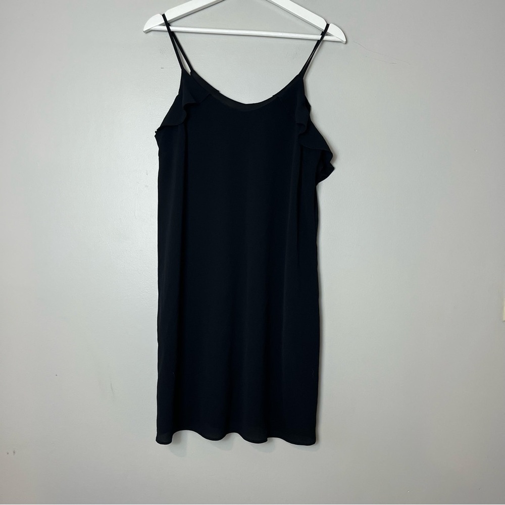 ABS Collection Black Cold Shoulder‎ Flutter Sleeve Lined Dress Medium - Picture 2 of 7